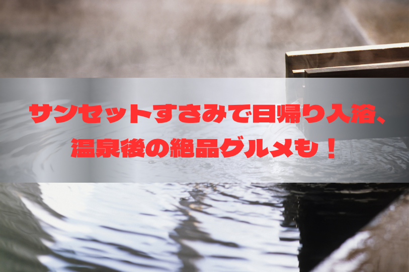 Enjoy a day trip to Sunset Susami and delicious gourmet food after the hot spring baths!
